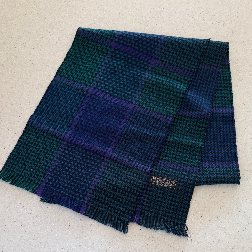 Green & Blue Plaid Wool-Blend Scarf
